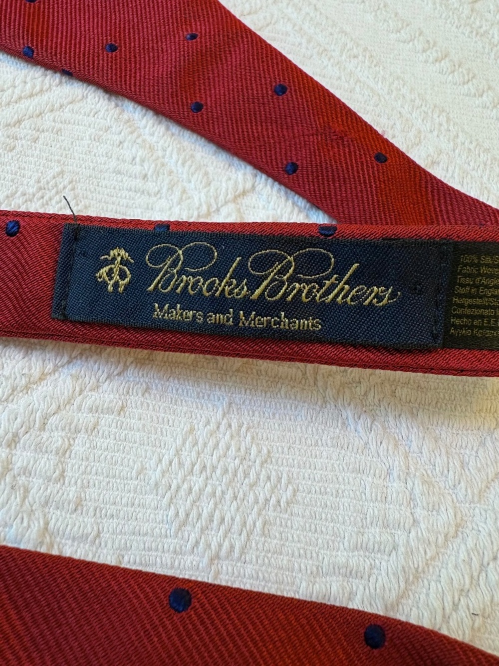 Brooks Brothers Silk Polka Dot Bow Tie Woven in England Made in USA